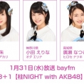 1月31日(水)放送「みゃおのON8＋1【柱NIGHT with AKB48】」に佐藤朱、小田えりな、廣瀬なつきが出演！